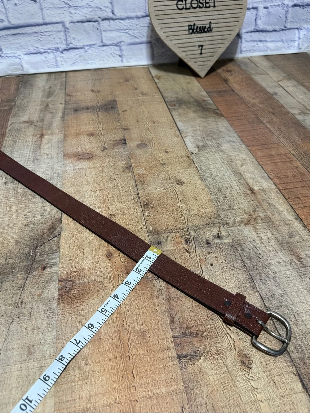 Belt Lizard Grain Cowhide Leather Men's Belt Brown Made in USA Size 40 GUC Pre o
